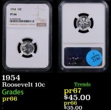 Proof NGC 1954 Roosevelt Dime 10c Graded pr66 By NGC