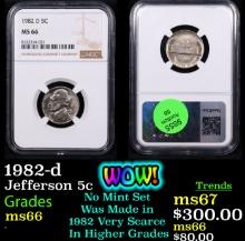 NGC 1982-d Jefferson Nickel 5c Graded ms66 By NGC