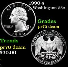 Proof 1990-s Washington Quarter 25c Grades GEM++ Proof Deep Cameo