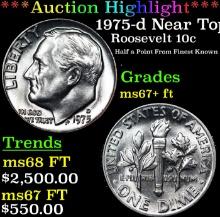 ***Auction Highlight*** 1975-d Roosevelt Dime Near Top Pop! 10c Graded Gem++ FT By USCG (fc)