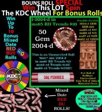 1-10 FREE BU RED Penny rolls with win of this 2004-d SOLID RED BU Lincoln 1c roll incredibly FUN whe