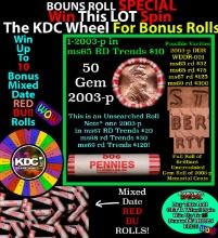 CRAZY Penny Wheel Buy THIS 2003-p solid Red BU Lincoln 1c roll & get 1-10 BU Red rolls FREE WOW