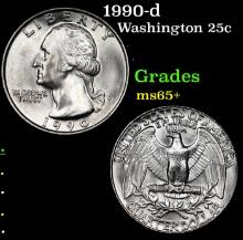 1990-d Washington Quarter 25c Grades GEM+ Unc