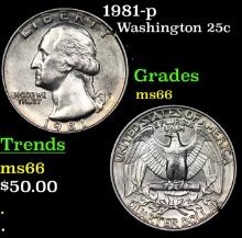 1981-p Washington Quarter 25c Grades GEM+ Unc