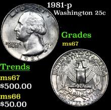 1981-p Washington Quarter 25c Grades GEM++ Unc