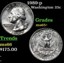 1989-p Washington Quarter 25c Grades GEM+ Unc
