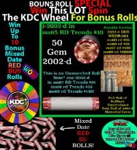 1-10 FREE BU RED Penny rolls with win of this 2002-d SOLID RED BU Lincoln 1c roll incredibly FUN whe
