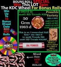 CRAZY Penny Wheel Buy THIS 1963-d solid Red BU Lincoln 1c roll & get 1-10 BU Red rolls FREE WOW