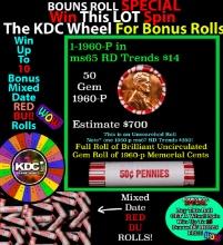 CRAZY Penny Wheel Buy THIS 1961-d solid Red BU Lincoln 1c roll & get 1-10 BU Red rolls FREE WOW