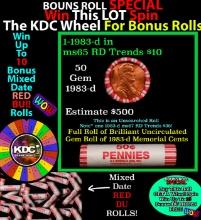 CRAZY Penny Wheel Buy THIS 1983-d solid Red BU Lincoln 1c roll & get 1-10 BU Red rolls FREE WOW