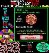 CRAZY Penny Wheel Buy THIS 1989-d solid Red BU Lincoln 1c roll & get 1-10 BU Red rolls FREE WOW