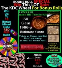 CRAZY Penny Wheel Buy THIS 1966-p solid Red BU Lincoln 1c roll & get 1-10 BU Red rolls FREE WOW