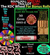CRAZY Penny Wheel Buy THIS 1993-d solid Red BU Lincoln 1c roll & get 1-10 BU Red rolls FREE WOW