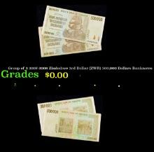 Group of 2 2007-2008 Zimbabwe 3rd Dollar (ZWR) 500,000 Dollars Banknotes Grades