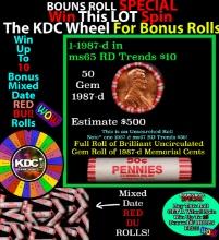CRAZY Penny Wheel Buy THIS 1987-d solid Red BU Lincoln 1c roll & get 1-10 BU Red rolls FREE WOW