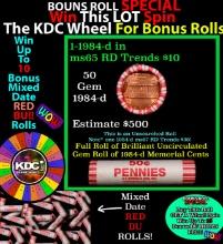 1-10 FREE BU RED Penny rolls with win of this 1989-d SOLID RED BU Lincoln 1c roll incredibly FUN whe