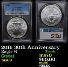 PCGS 2016 30th Anniversary Silver Eagle Dollar 1 Graded ms69 By PCGS