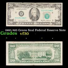 1985 $20 Green Seal Federal Reserve Note Grades vf++