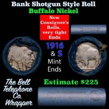 Buffalo Nickel Shotgun Roll in Old Bank Style 'Bell Telephone' Wrapper 1916 & s Mint Ends