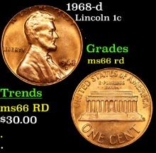 1968-d Lincoln Cent 1c Grades GEM+ Unc RD
