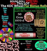 1-10 FREE BU RED Penny rolls with win of this 1970-d SOLID RED BU Lincoln 1c roll incredibly FUN whe