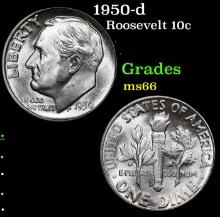 1950-d Roosevelt Dime 10c Grades GEM+ Unc