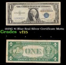 1935G $1 Blue Seal Silver Certificate Grades vf+ Motto