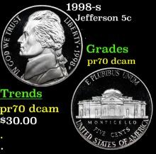 Proof 1998-s Jefferson Nickel 5c Grades GEM++ Proof Deep Cameo