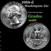 1989-d Washington Quarter 25c Grades GEM Unc