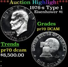 Proof ***Auction Highlight*** 1976-s Type 1 Eisenhower Dollar $1 Graded pr70 DCAM BY SEGS (fc)