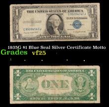 1935G $1 Blue Seal Silver Certificate Grades vf+ Motto