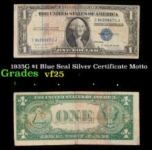 1935G $1 Blue Seal Silver Certificate Grades vf+ Motto