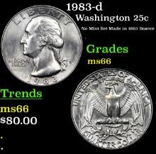 1983-d Washington Quarter 25c Grades GEM+ Unc