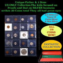 Unique Father & 2 Sons US ONLY Collection,The kids focused on Proofs and Dad on SILVER business stri