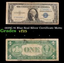 1935G $1 Blue Seal Silver Certificate Grades vf+ Motto