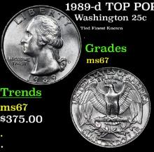 1989-d Washington Quarter TOP POP! 25c Graded ms67 BY SEGS
