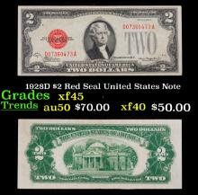 1928D $2 Red Seal United States Note Grades xf+