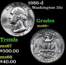 1986-d Washington Quarter 25c Grades GEM++ Unc