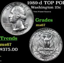 1989-d Washington Quarter TOP POP! 25c Graded ms67 BY SEGS