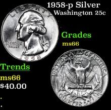 1958-p Washington Quarter Silver 25c Grades GEM+ Unc