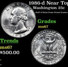 1986-d Washington Quarter Near Top Pop! 25c Graded ms67 BY SEGS