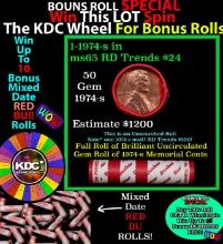 CRAZY Penny Wheel Buy THIS 1974-s solid Red BU Lincoln 1c roll & get 1-10 BU Red rolls FREE WOW Grad