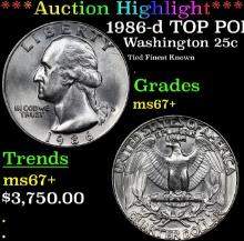 ***Auction Highlight*** 1986-d Washington Quarter TOP POP! 25c Graded ms67+ BY SEGS (fc)