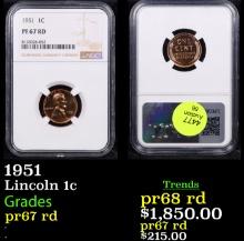 Proof NGC 1951 Lincoln Cent 1c Graded pr67 rd By NGC