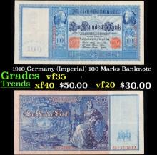 1910 Germany (Imperial) 100 Marks Banknote Grades vf++