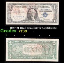 1957 $1 Blue Seal Silver Certificate Grades vf++