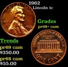 Proof 1962 Lincoln Cent 1c Grades GEM++ Proof Cameo