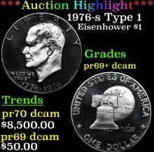 Proof ***Auction Highlight*** 1976-s Type 1 Eisenhower Dollar $1 Graded pr69+ dcam BY SEGS (fc)