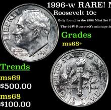 1996-w Roosevelt Dime RARE! Near Top Pop! 10c Graded ms68+ BY SEGS