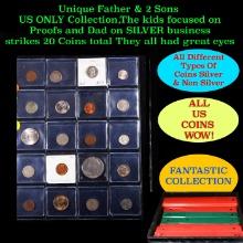 Unique Father & 2 Sons US ONLY Collection,The kids focused on Proofs and Dad on SILVER business stri